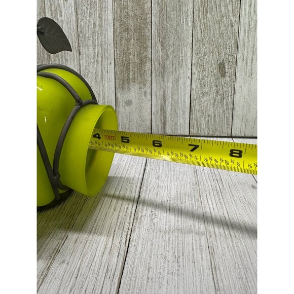 Vtg Glass Metal Green Pumpkin Tea Light Globe 6"H x 5.5"D India Halloween Decor - Picture 10 of 10